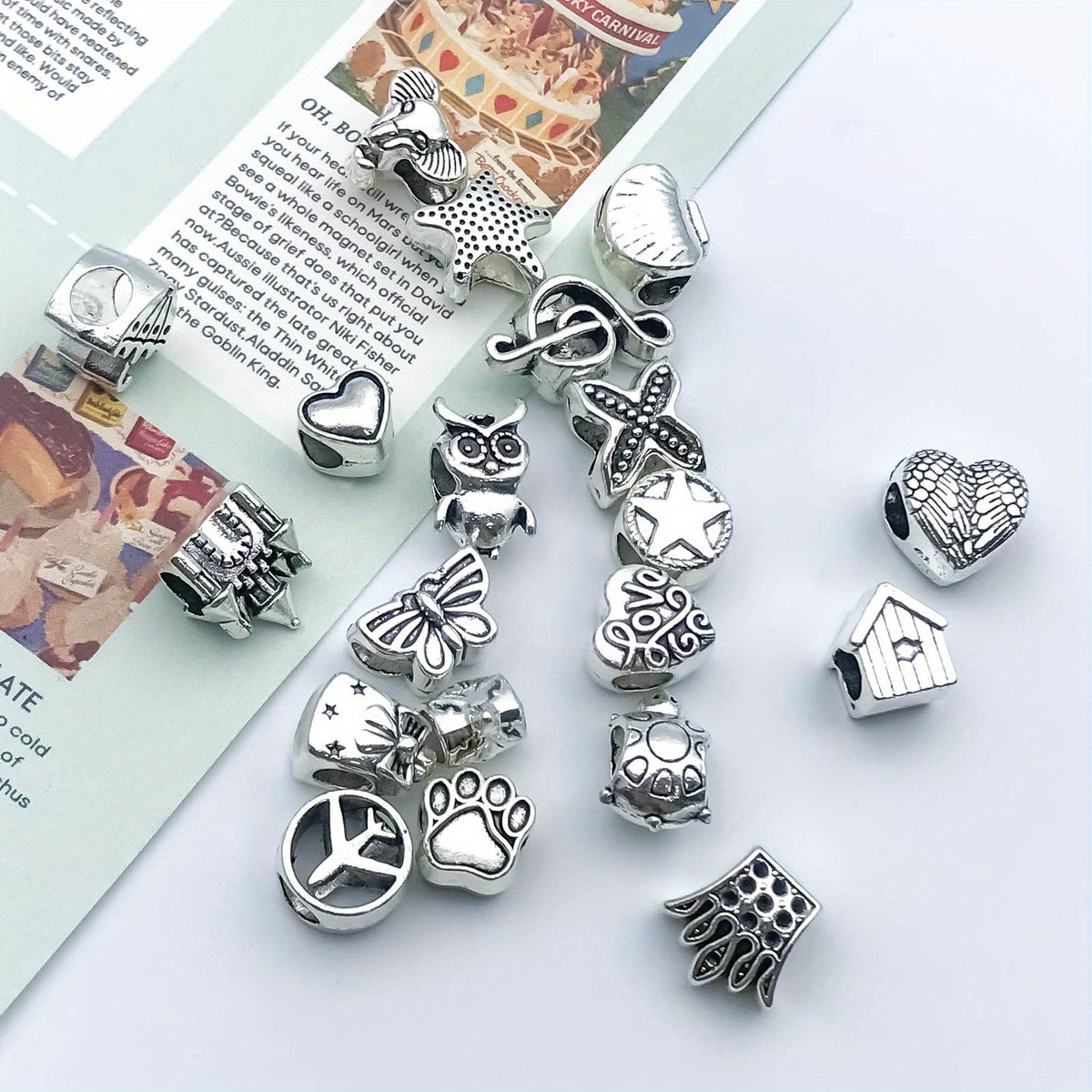 20pcs Mixed Metal Connectors Spacer Beads Tube Charms DIY Jewelry Making