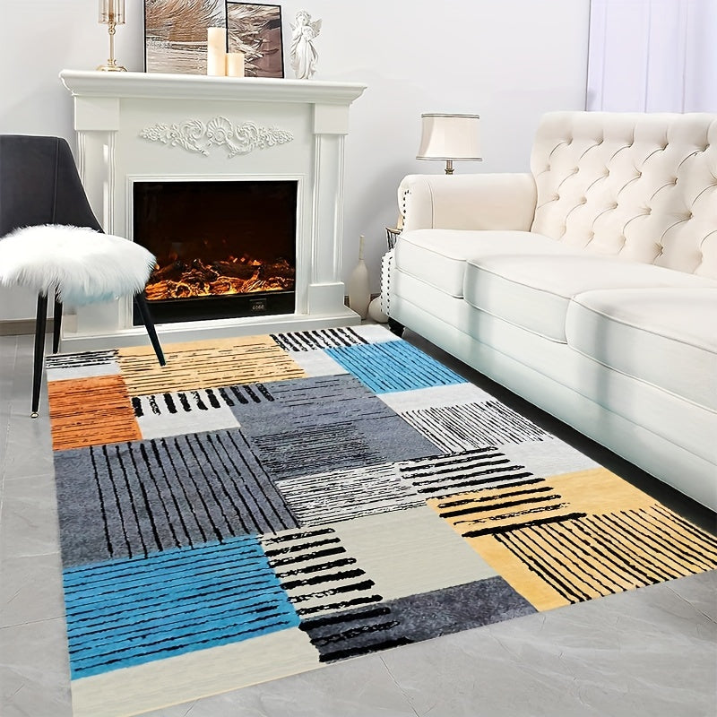Colorful Checkered Large Area Carpet Non Slip Backing
