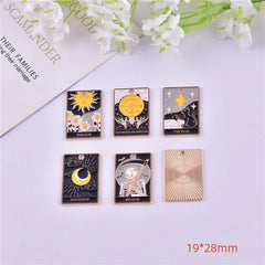 10PCS Halloween Tarot Card Alloy Pendant DIY Charm Enamel Crafts