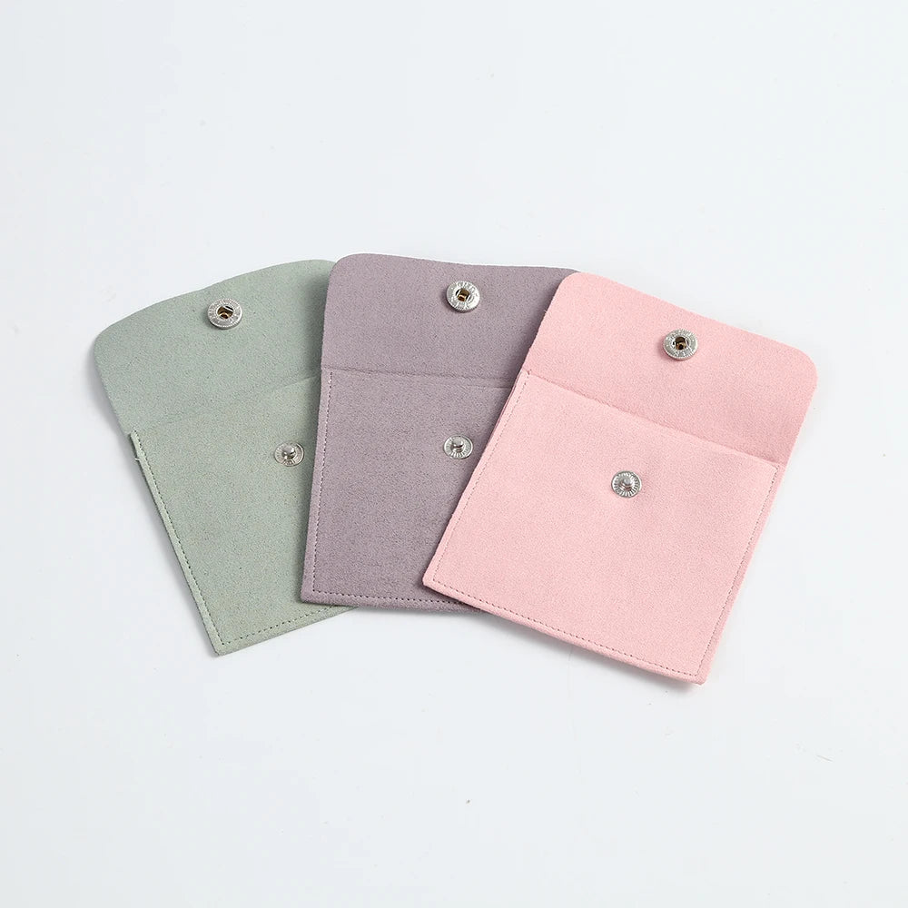 10PCS Microfiber Jewelry Packaging Velvet Gift Bags Small Snap Button Pouches