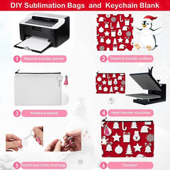 10Pcs DIY Canvas Pencil Case Set with Acrylic Keychain Blank