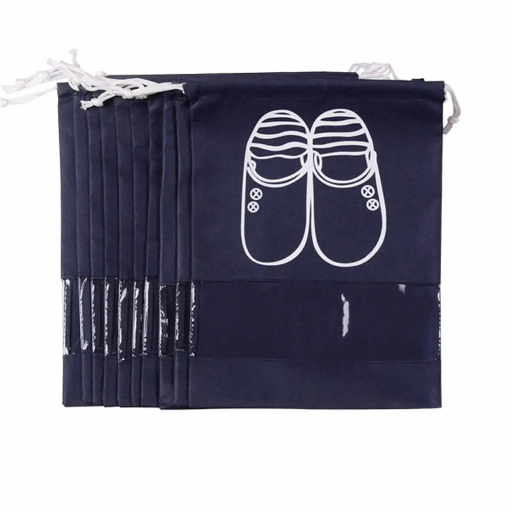 10Pcs Shoe Dust Covers Non-Woven Drawstring Storage Bag Travel Pouch