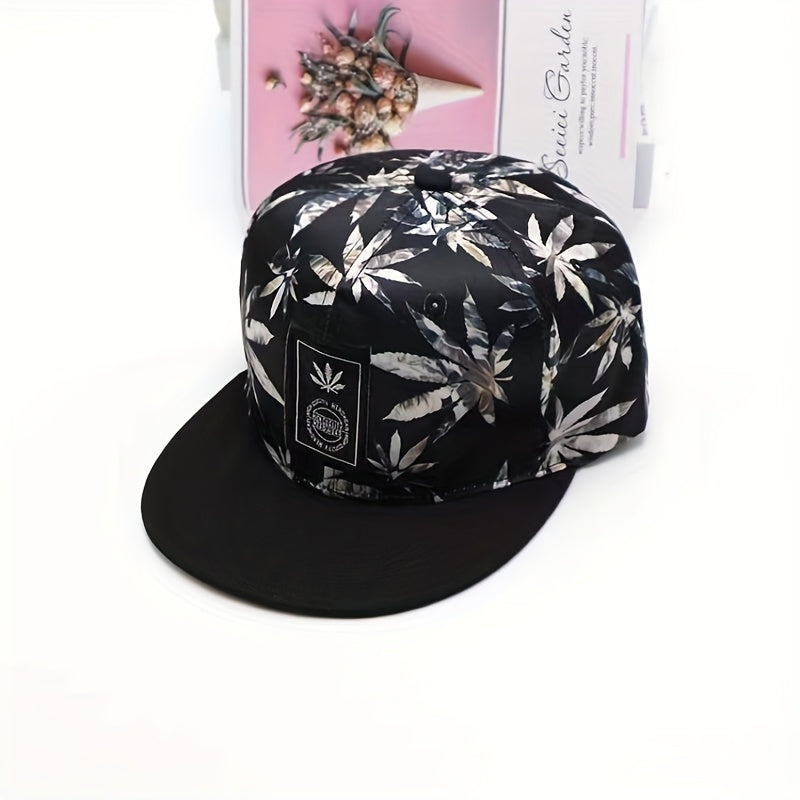 Leaf Print Snapback Hat Unisex Baseball Cap Lightweight Sunshade Dad Hat