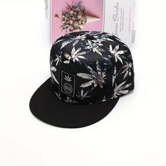 Leaf Print Snapback Hat Unisex Baseball Cap Lightweight Sunshade Dad Hat