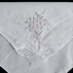 3pcs Flower Embroidered Handkerchief Wedding Supplies