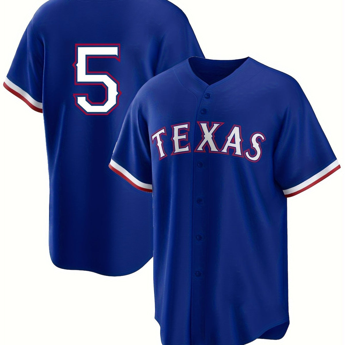 Men's TEXAS Number 5 Print V-neck Baseball Jersey