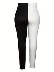  Colorblock Graphic Print Leggings Stretch Skinny Leggings