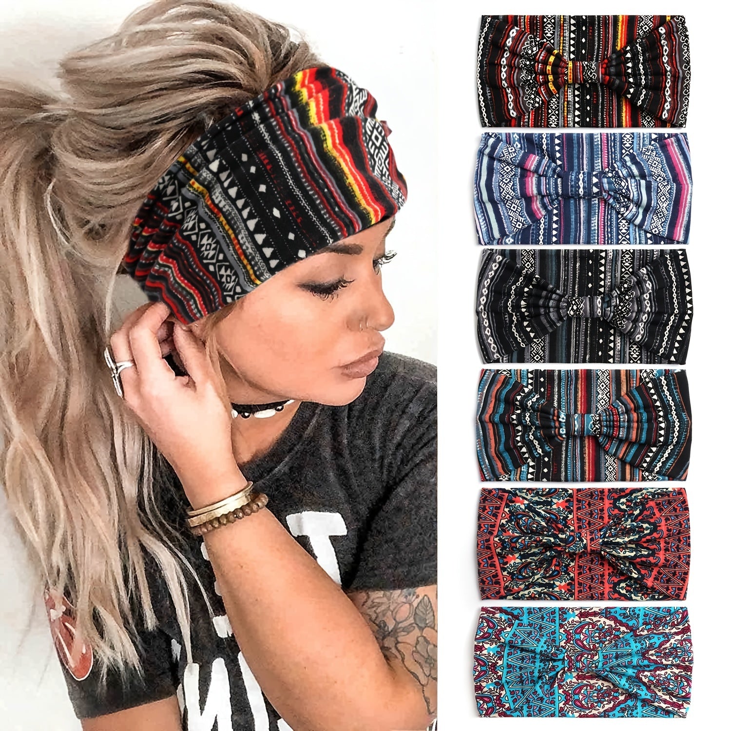 Women Elastic Headband Hair Headband Ladies Yoga Hijab Exercise Wicking Headband