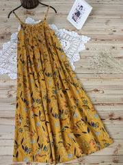  Leaf Print Ruched Cami Dress