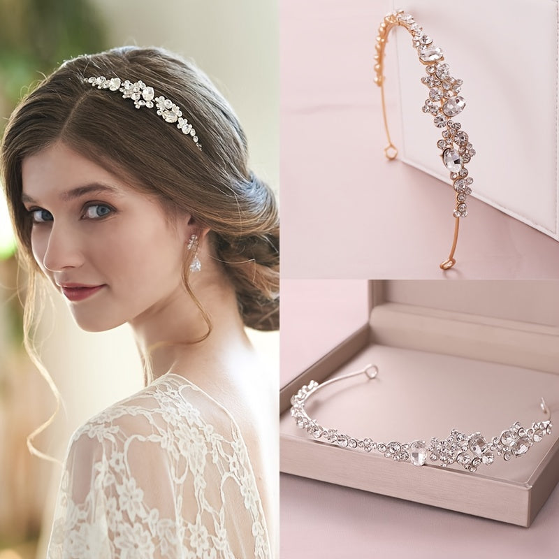 Golden Rhinestone Crystal Bridal Tiara Wedding Headband