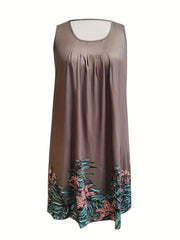 Floral Print Scoop Neck Tank Dress