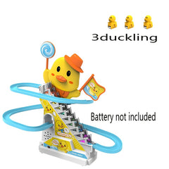 Yellow Duck Slide & Climb Track Toy Set with Music & Lighting for Youngsters