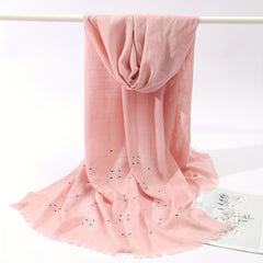 Rhinestone Decorated Breathable Scarf Sunscreen Wrap Inelastic Shawl