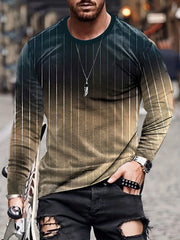 Gradient Men's Stripe Long Sleeve Novelty T shirt for Autumn