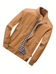 Men's Zip Up Jacket with Pockets for Spring and Autumn