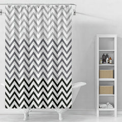 Wavy Plastic Shower Curtain with 12 Hooks - Waterproof and Mildew Proof