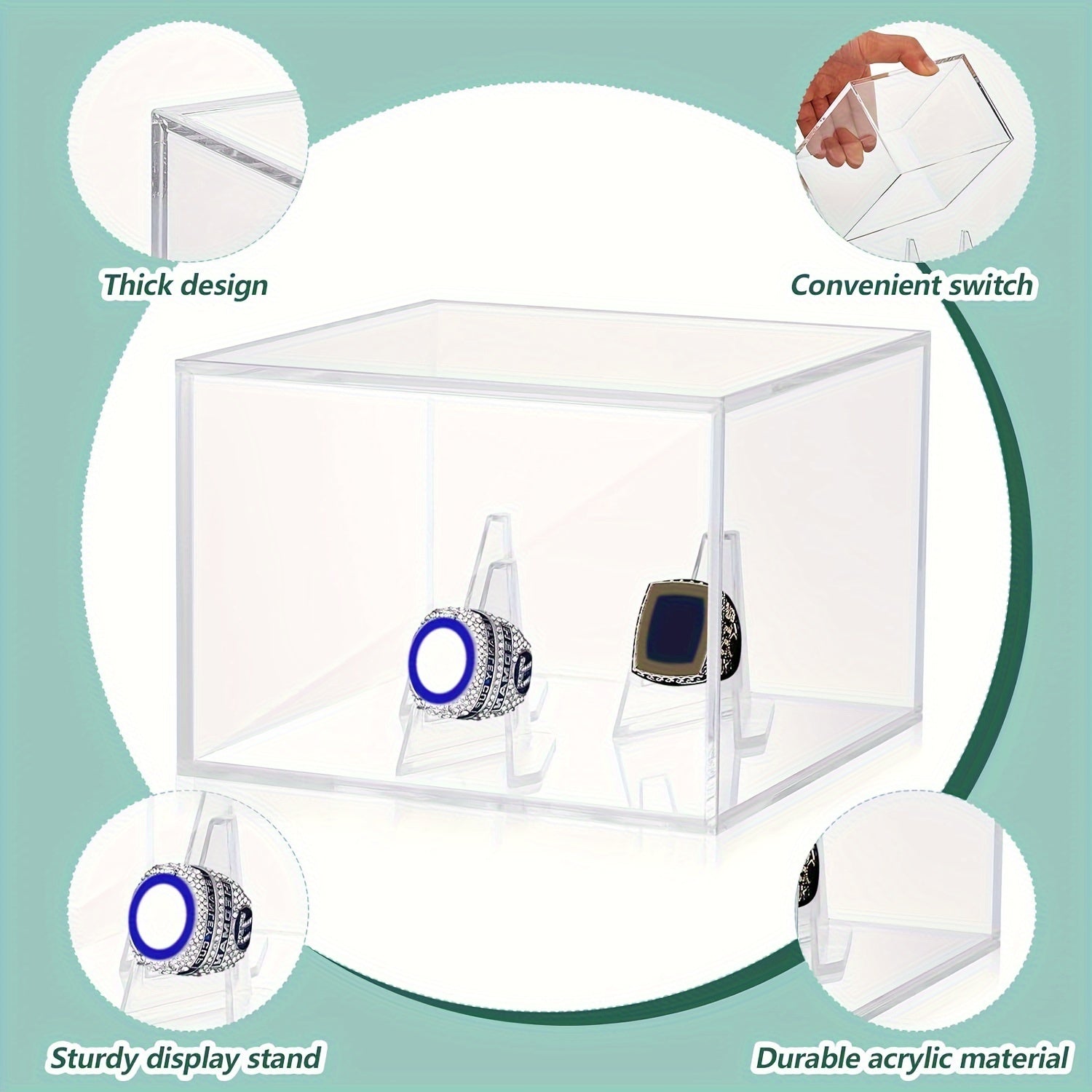 Acrylic Ring Display Case Baseball Basketball Football Softball Holder