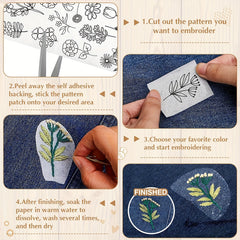 2pcs Daisy Clothes Embroidered Self-adhesive Stickers Needles