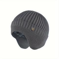 Men's Ear Protection Knit Hat, Velvet Beanie Hat for Outdoor Activities