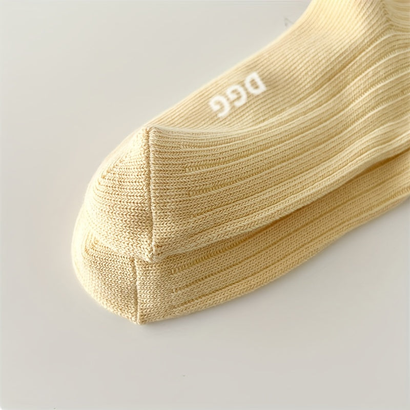5 Pairs Striped Crew Socks Women's Stockings