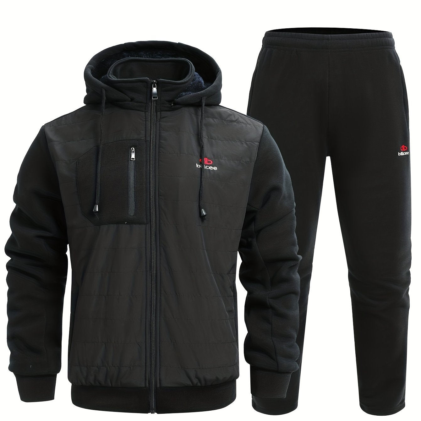 Men's Zip Up Thermal Hooded Jacket & Pants Set