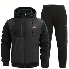 Men's Zip Up Thermal Hooded Jacket & Pants Set
