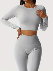 Yoga Set Long Sleeve Crop Top and Butt Lifting Leggings