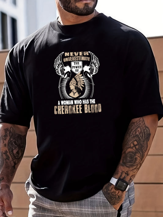 Retro Letter Print Men's Graphic Crew Neck T Shirt Casual Comfy Tees