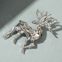 Men's Christmas Deer Animal Brooch Collar Pin