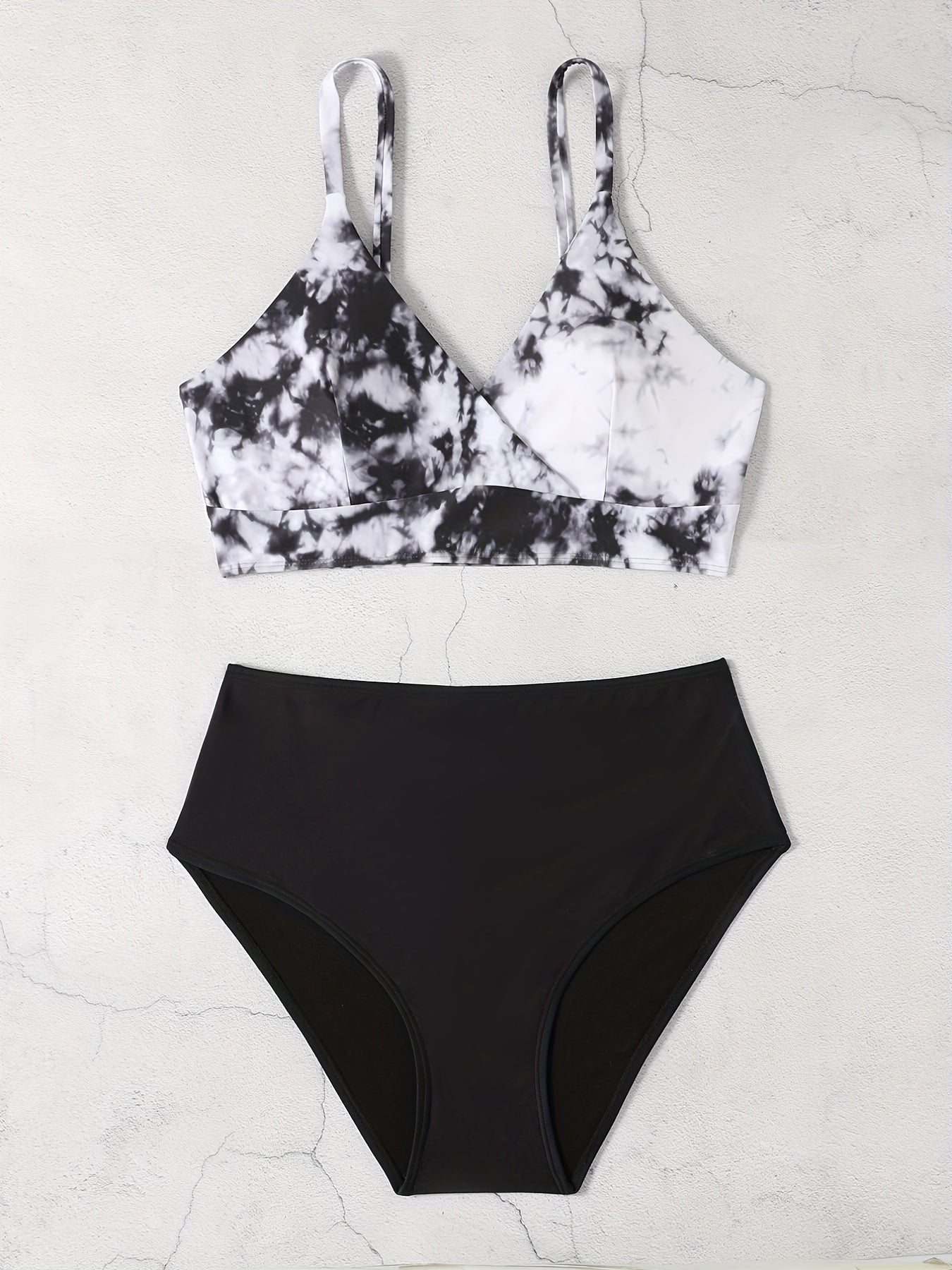  Tie Dye Bikini Set Surplice Neck Bra & Panty Swimsuit