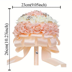 Blood Tooth Wedding Bridesmaid Bouquet with Rhinestone Sash