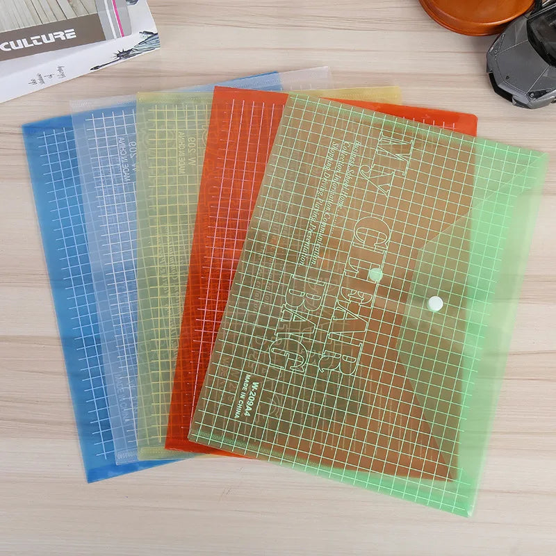 10pcs A4 Transparent File Bags, Closure Folder, Color Info