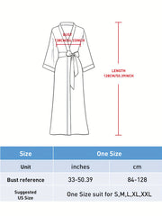 Floral Print Satin Night Robe V Neck House Robe Women's Sleepwear