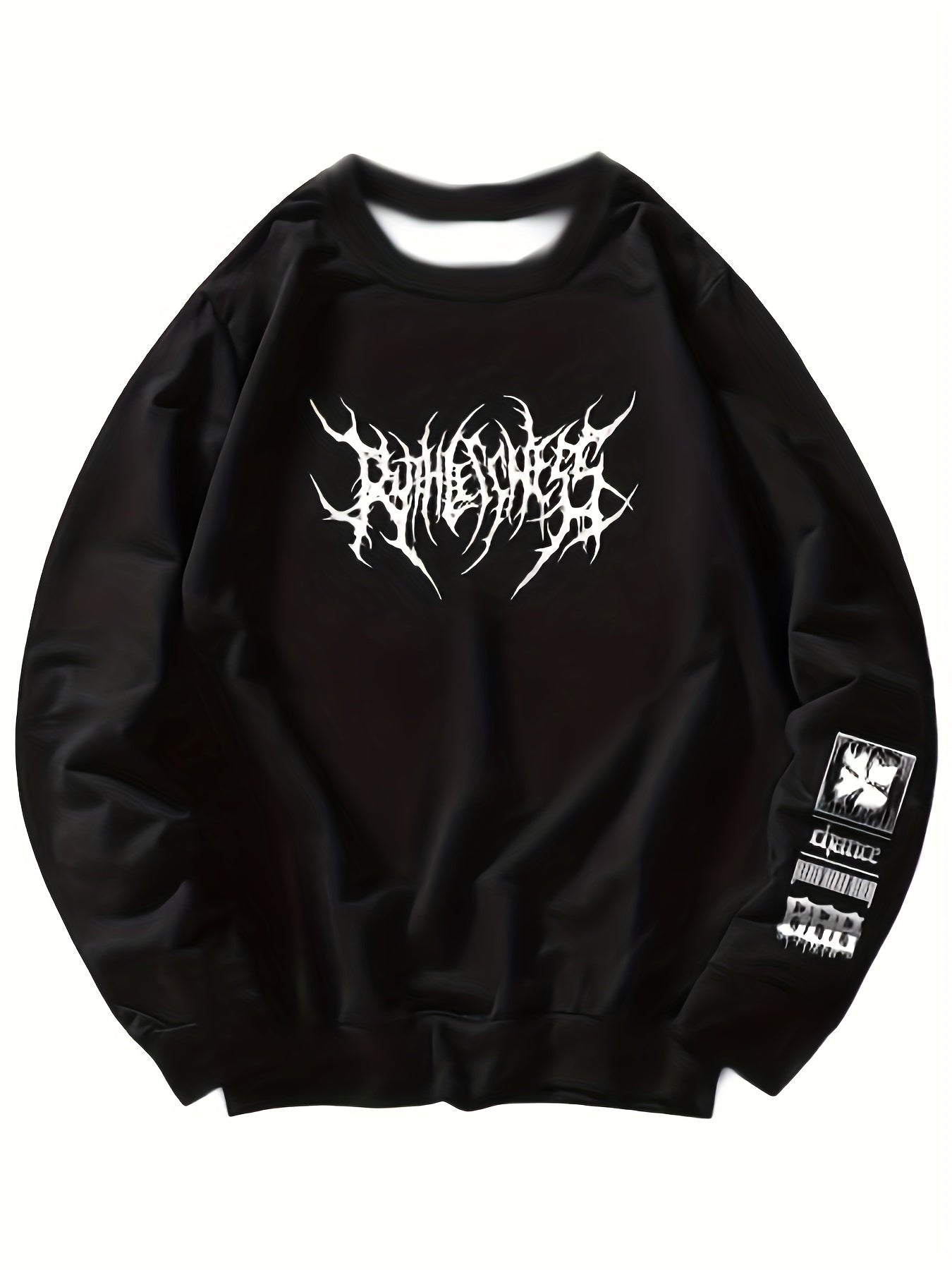 Lightning Print Men's Graphic Round Neck Sweatshirt Loose Pullover