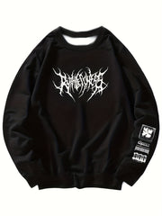 Lightning Print Men's Graphic Round Neck Sweatshirt Loose Pullover