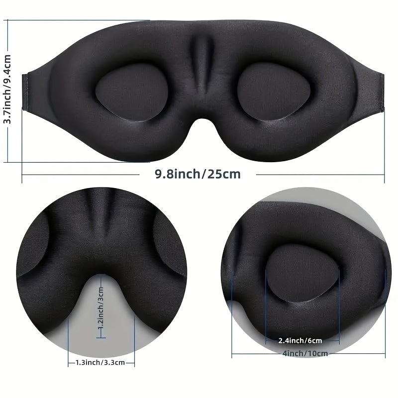3D Contoured Blackout Eye Mask Adjustable Strap for Sleep Travel Yoga