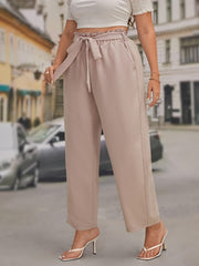 Women's Plus High Rise Wide Leg Trousers With Pockets