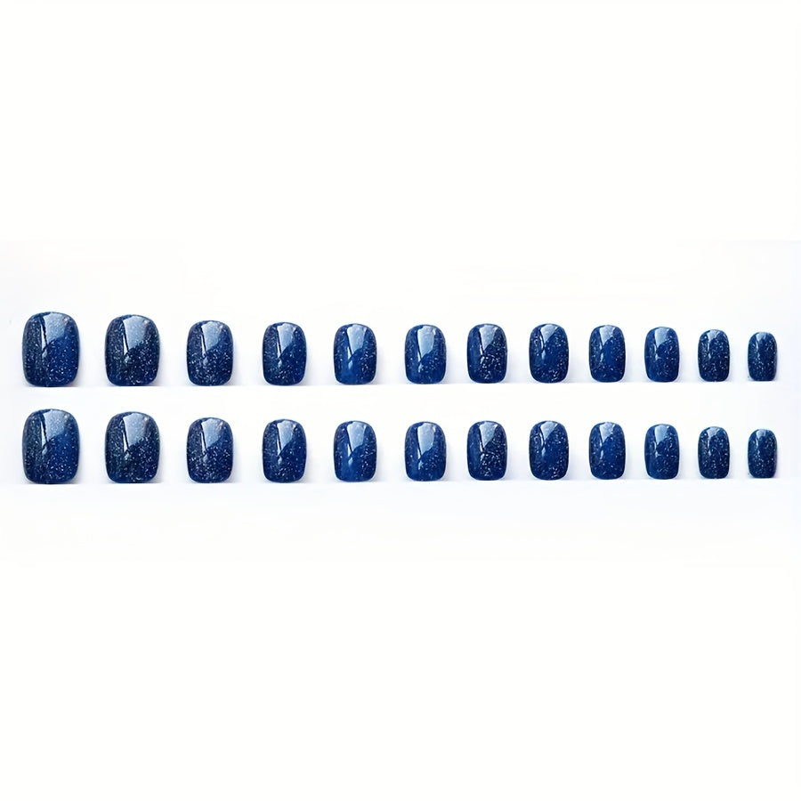 24 pcs Cat Eye Acrylic Nails Square Short Tips for Women Girls and Ladies