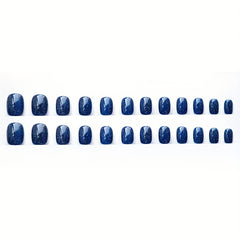 24 pcs Cat Eye Acrylic Nails Square Short Tips for Women Girls and Ladies