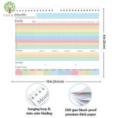 Trees Habit Tracker Wall Calendar & Journal Spiral Binding 10.8 Inches