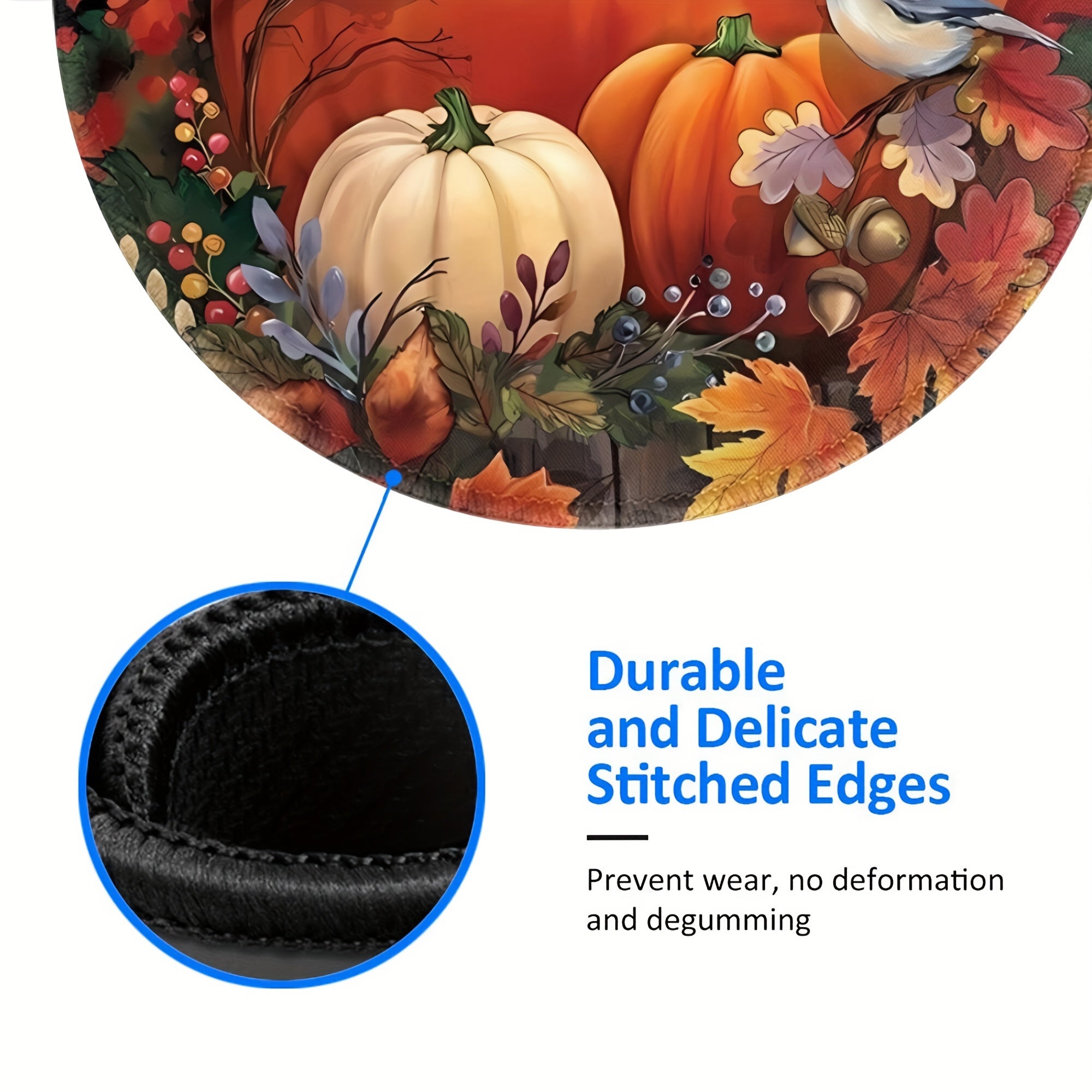 Autumn Pumpkin Mouse Pad Round Non-slip Rubber Mat for Office Computers