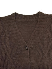  Solid Cable Button Long Cardigan