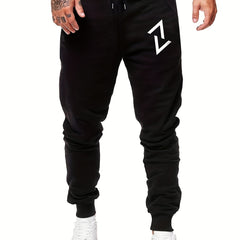 Men's Geometry Print Fleece Sweatpants Drawstring Jogger Pants