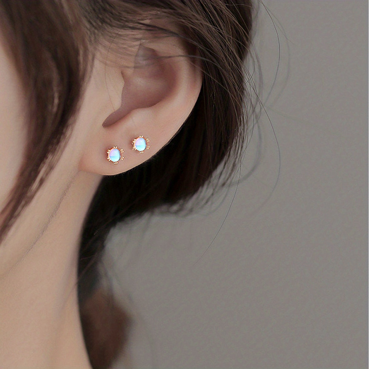 Moonstone Stud Earrings Delicate Jewelry 1Pair