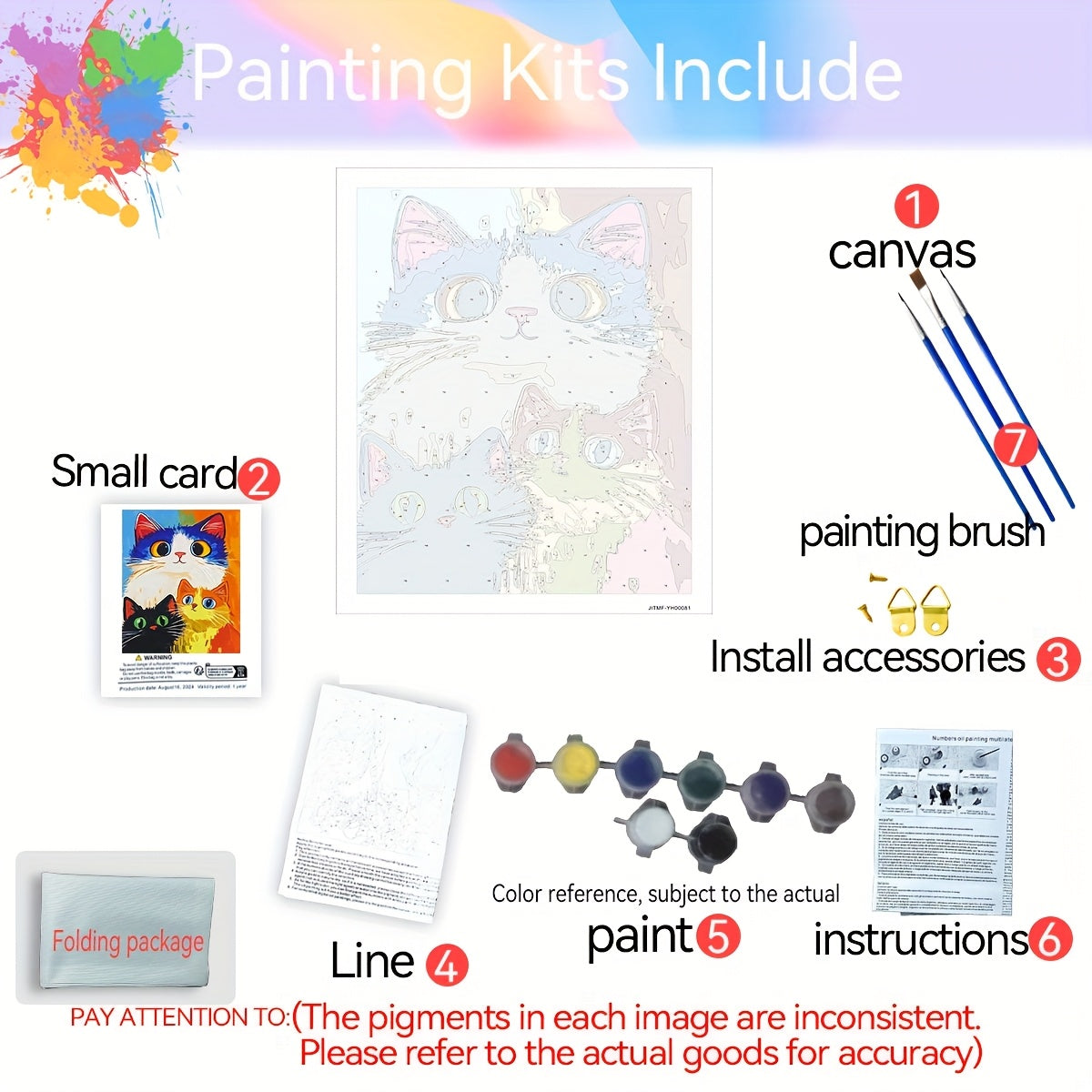 DIY Three Cats Digital Painting Kit for Adults - Home Decoration Gift