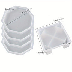 Coaster Resin Mold Set with Storage Box & 4 Silicone Molds