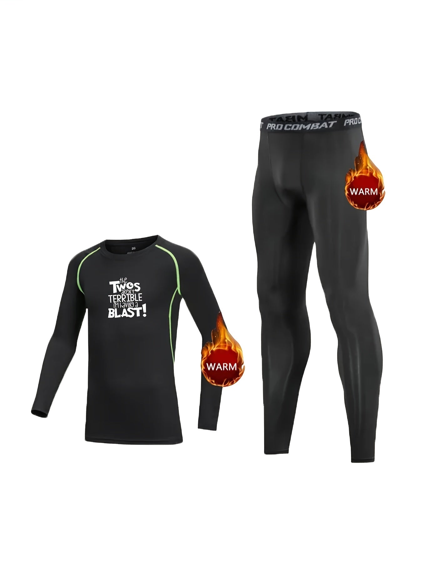 2pcs Kids Compression Sets High Elastic Blast Print Long Sleeve