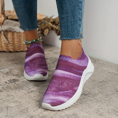 Women's Colorblock Flying Woven Sneakers Slip On Lightweight Platform Shoes