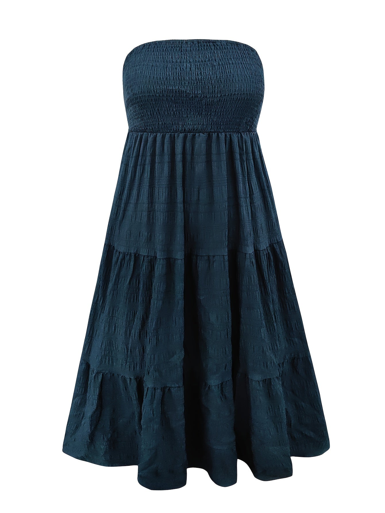  Solid Strapless Maxi Tube Dress