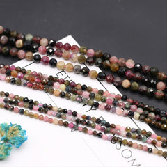 Tourmaline Faceted Small Beads Necklace 16 Inches
